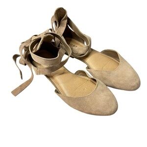Torrid D’Orsay Women’s Leather Strappy Flats Beige Wide Width Size 7.5W